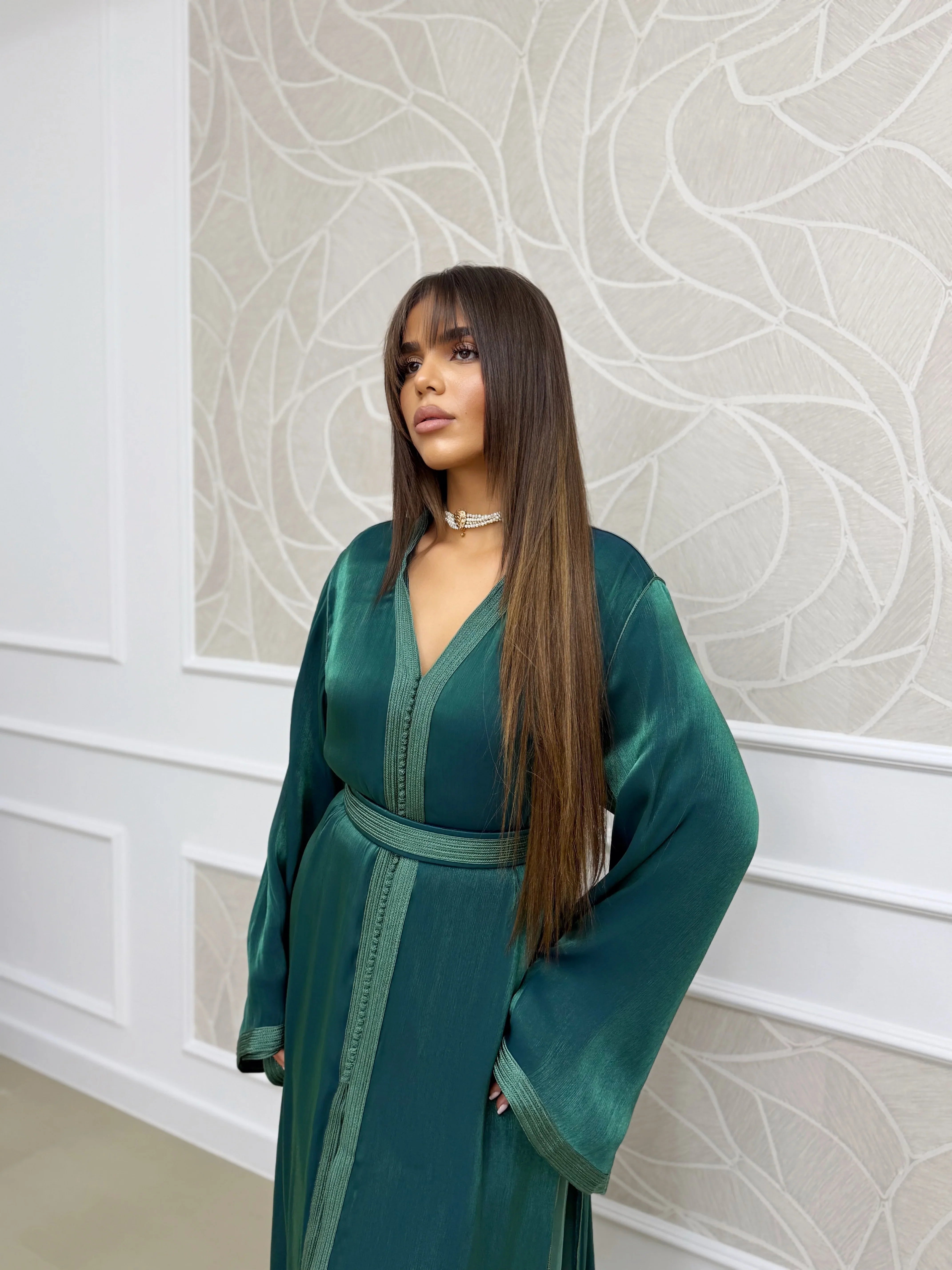 Kholod Green Takchita – Two-Piece Moroccan Ceremonial Dress