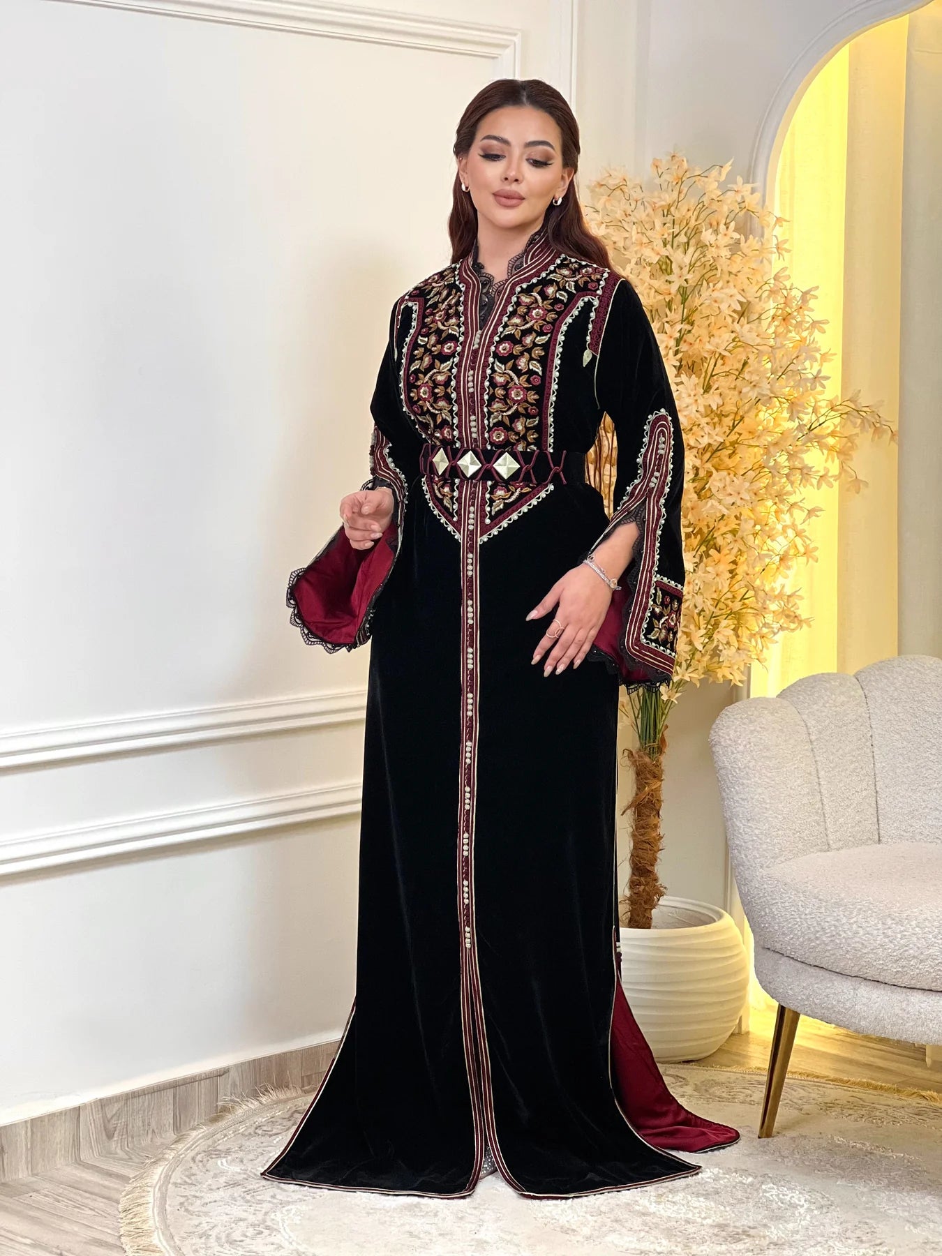 Rajwa Black Kaftan – Handcrafted Moroccan Dress