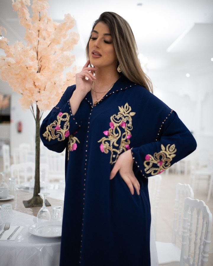 Jamila Navy Djellaba – Casual Moroccan Tunic for Everyday Comfort