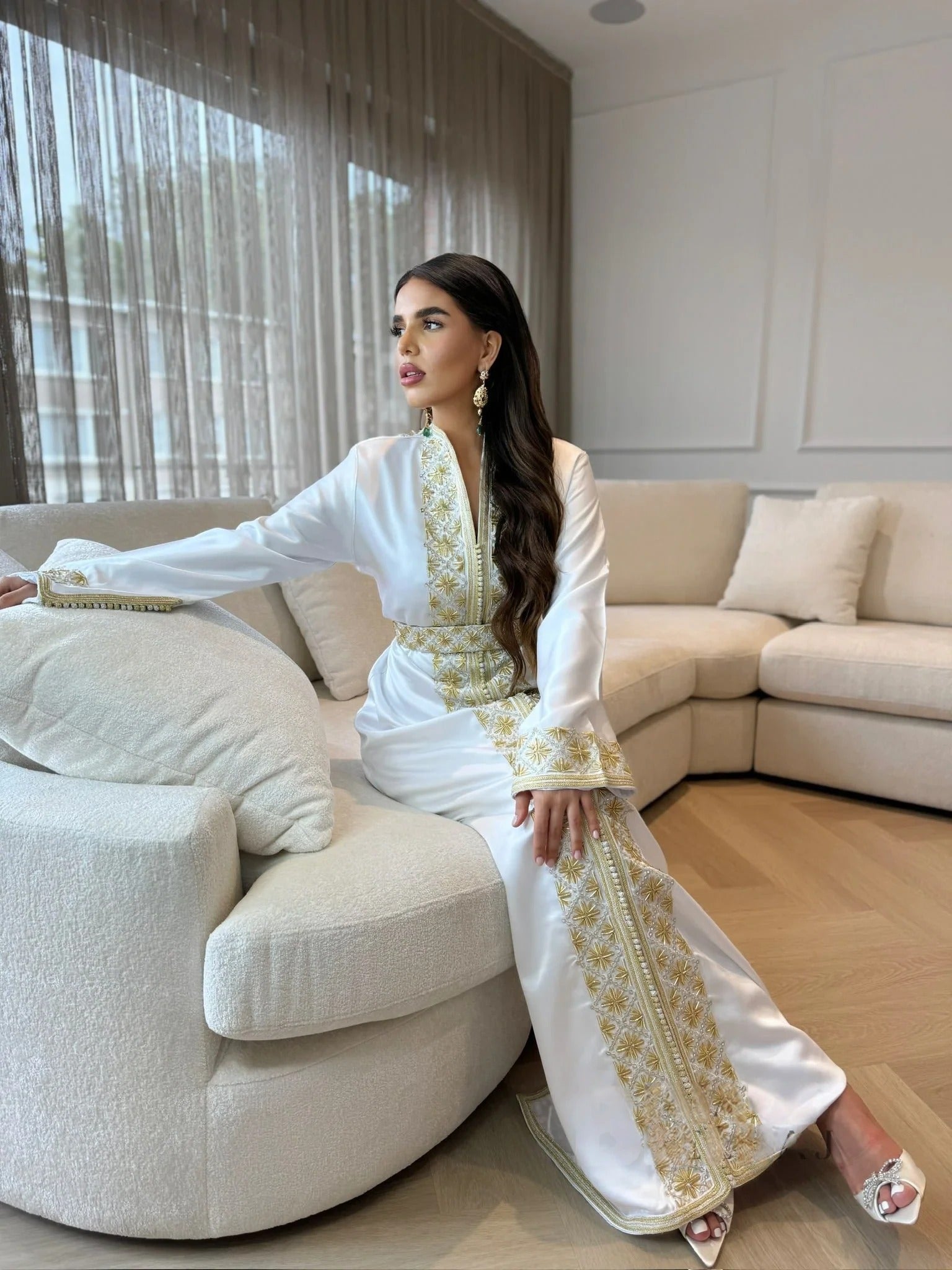 Tamara White Kaftan – Handcrafted Moroccan Dress