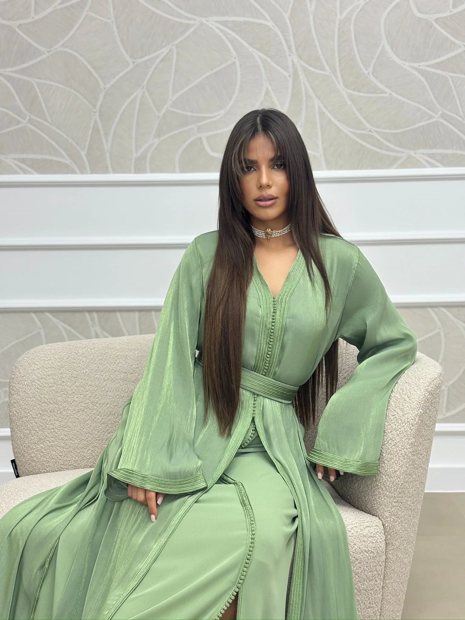 Hala Green Takchita – Two-Piece Moroccan Ceremonial Dress