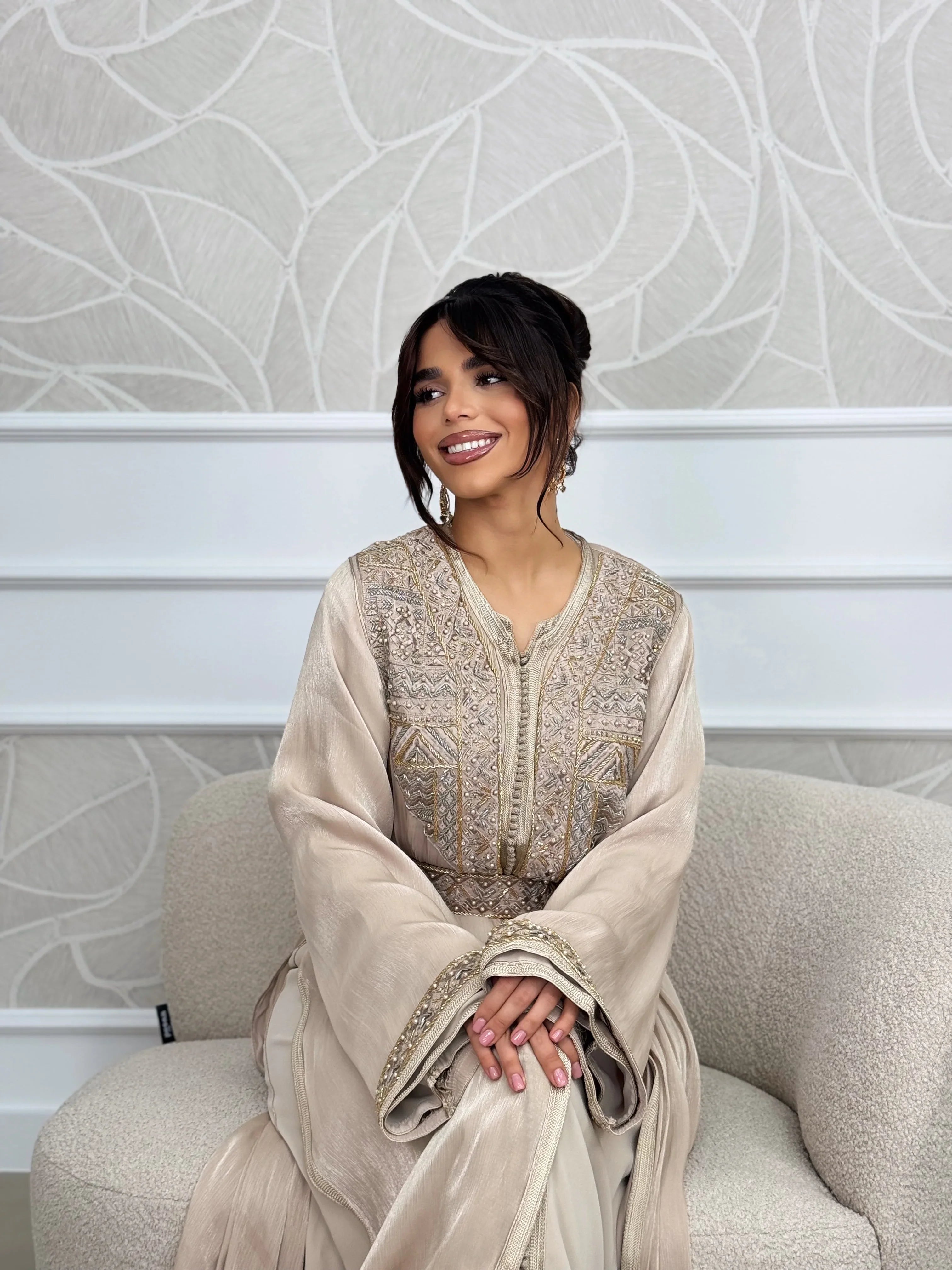 Nihal Beige Takchita – Two-Piece Moroccan Ceremonial Dress