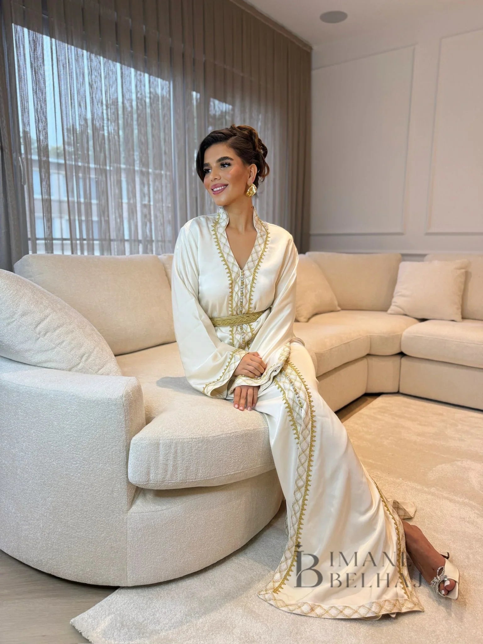 Baraa White Kaftan – Handcrafted Moroccan Dress