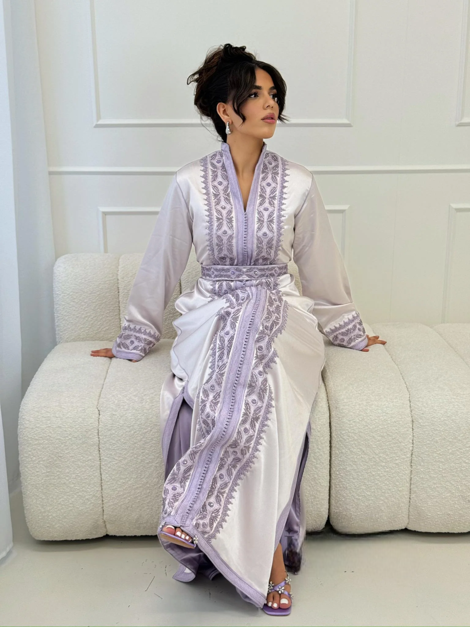 Saida Gray Kaftan – Handcrafted Moroccan Dress