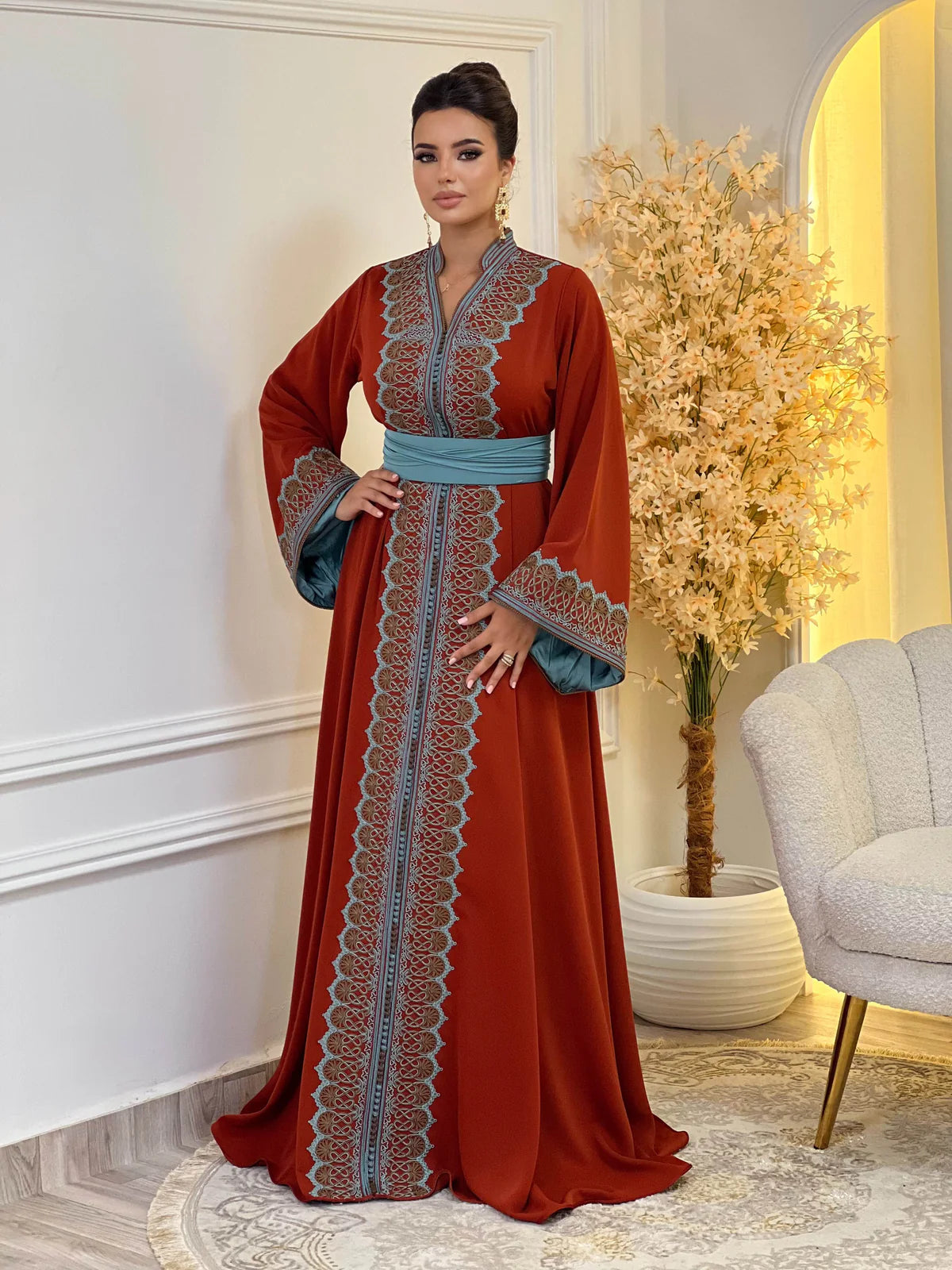 Rawia Red Kaftan – Handcrafted Moroccan Dress