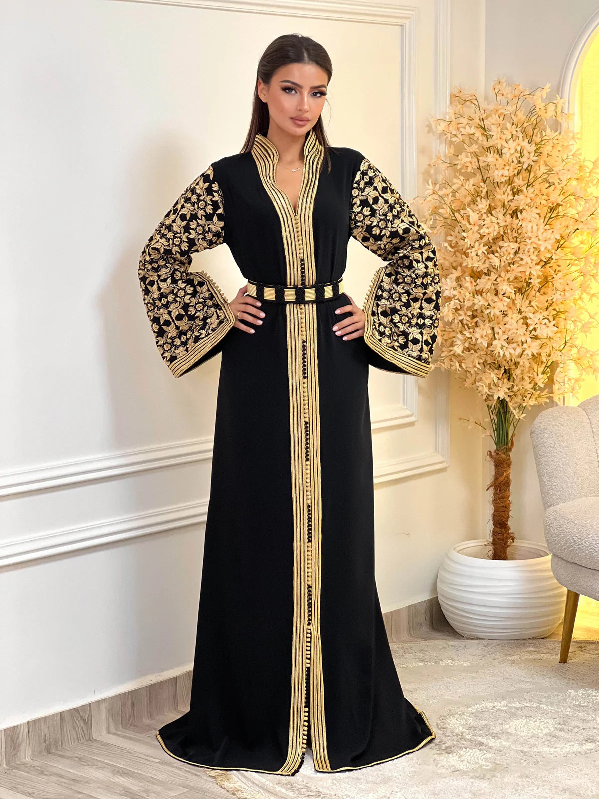 Fajr Black Kaftan – Handcrafted Moroccan Dress