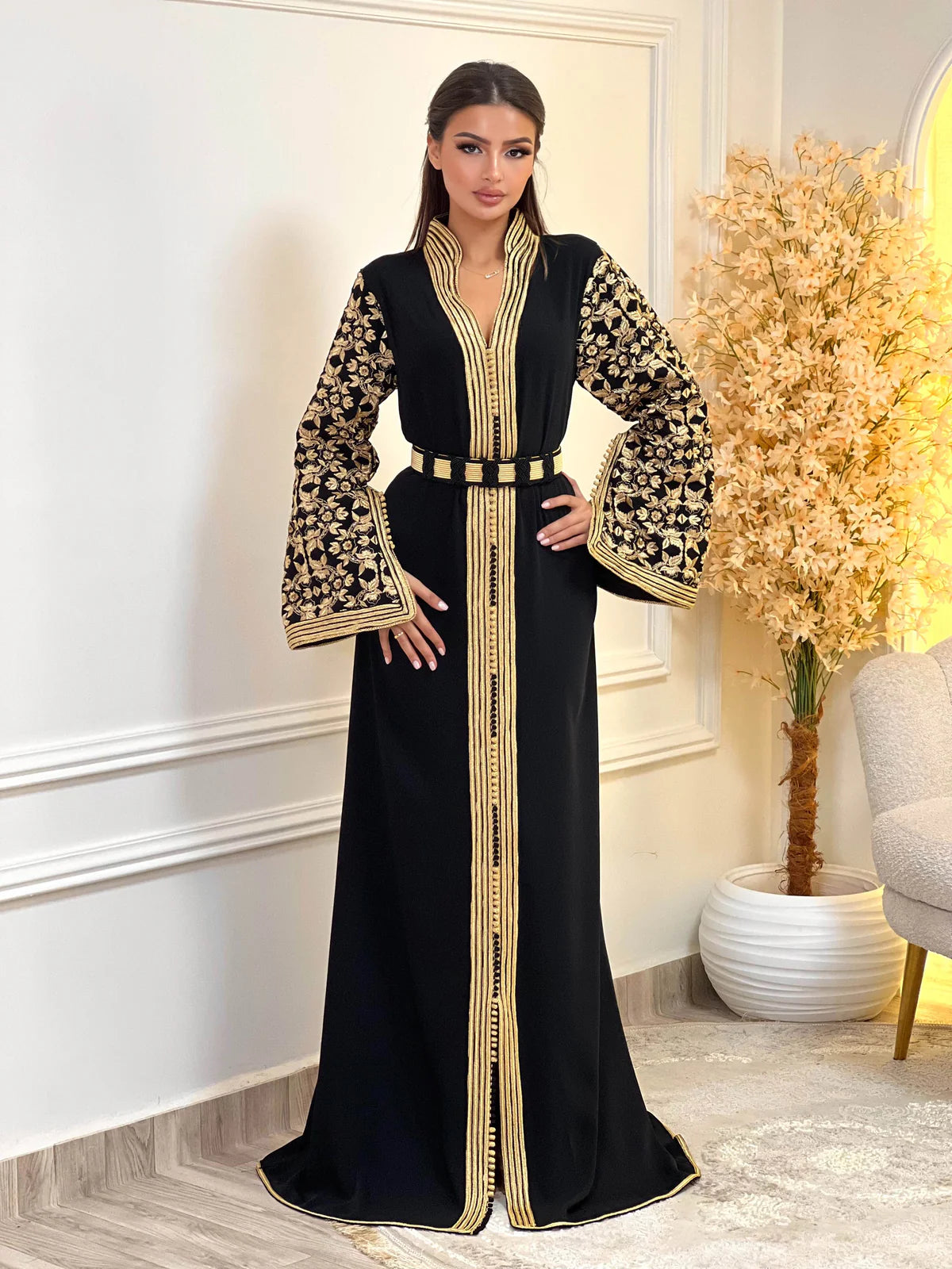 Fajr Black Kaftan – Handcrafted Moroccan Dress