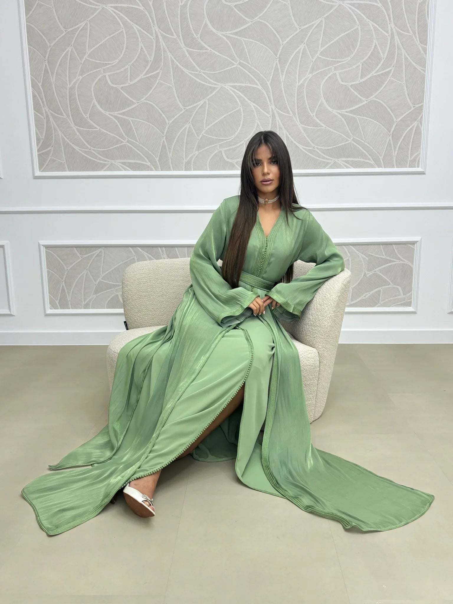 Hala Green Takchita – Two-Piece Moroccan Ceremonial Dress