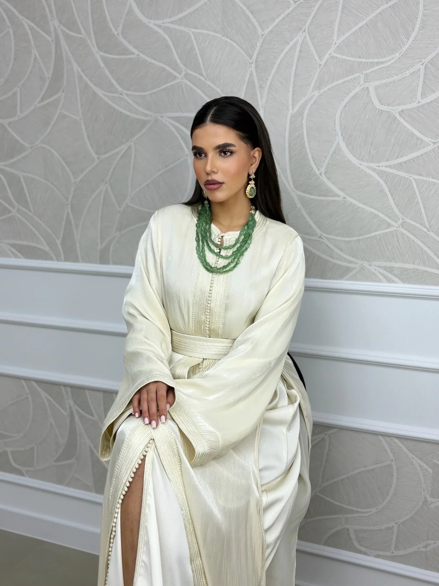 Dalida White Takchita – Two-Piece Moroccan Ceremonial Dress
