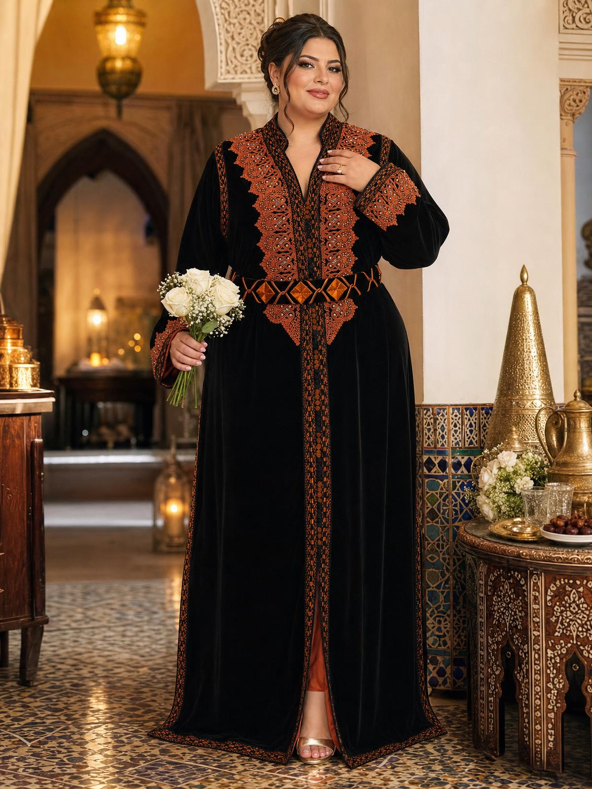 Kinda Black Kaftan – Handcrafted Moroccan Dress — plus-size model
